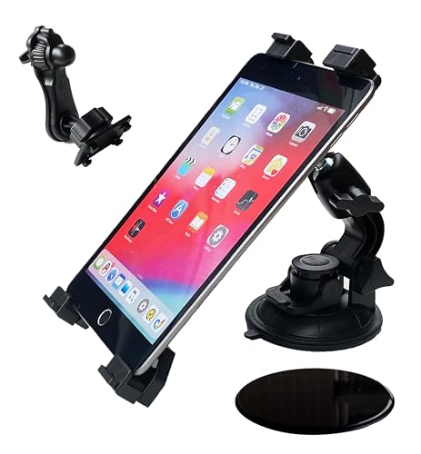 Nexvoro Support universel de tablette 3 en 1 pour pare-brise, tableau de bord et grille d'aération, rotation réglable à 360 degrés pour iPad/iPad Air/iPad Mini, Samsung Galaxy Size 7" - 12,9", noir