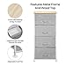 Aingoo Dresser Storage 4 Drawers Storage Bedroom Steel Frame Fabric Dressers Drawers for Clothes Grey Wood Board