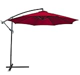 AMT 10 Feet Patio Hanging Umbrella, Red