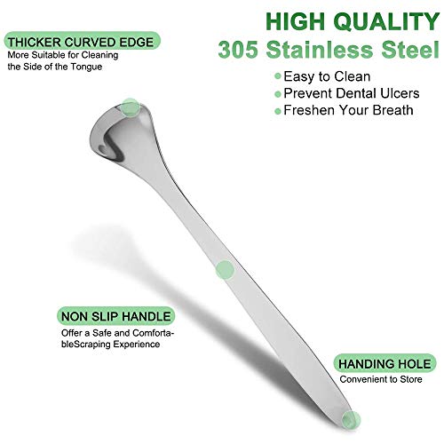 Zungenreiniger Schaber, ConBlomi 3er Pack Edelstahl Metall Zungenschaber, aus Edelstahl gegen Mundgeruch und für Frischer Atem mit Etui für Mundpflege