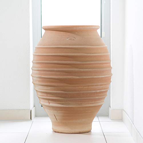 Kreta-Keramik frostfeste handgefertigte Terracotta Amphore für den Garten 60 cm hoch für Garten Terrasse, bepflanzbar, Agave 60