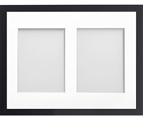 Allington Range 16x12-inch Black Picture Photo Frame with White 2-Aperture Mount for Image Size 8x6-inch