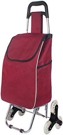S-L-C Shopping Cart Shopping Cart Small Pull Carts Collapsible Trolley Car Small Trailer Home Convenient (Color : Red wine, Size : A)
