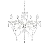 Tadpoles Vintage-Style Chandelier, Crystal Chandelier Lighting, 5-Bulb, White Diamond