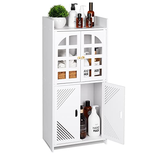 Bathroom Floor Storage Cabinet,Waterproof Bathroom Cabinets,White Storage Unit with Door,Floor Standing Cabinet Unit ,Home Storage Furniture Organizer Unit for Office Living Room Kitchen Entryway