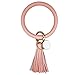 Tovly Wristlet Round Key Ring Chain Leather/Silicone Oversized Bracelet Bangle Keychain Holder Tassel for Women Girl (Pink)