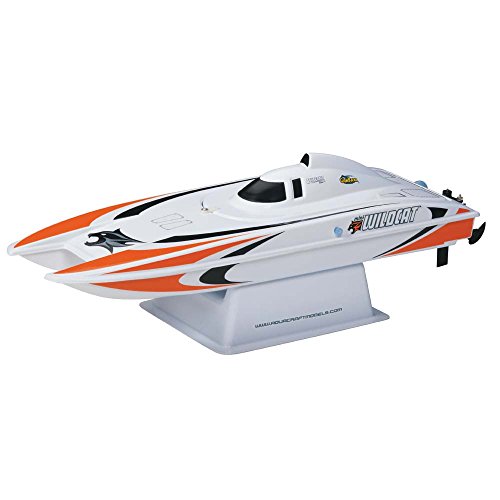 Aquacraft Models RTR Remote Control RC Boat: Mini Wildcat Electric Catamaran with 2.4GHz Radio, Servo, 2 in 1 Receiver / ESC,  Dual Motors, 7.2V 1100mAh NiMH Battery, and Charger (Orange)