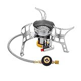 ENKEEO 3000W Portable Camping Stove Foldable Backpack Gas Cooker with Windscreen, Pocket Size for Camp Kitchen, Hiking, Traveling and Backpacking