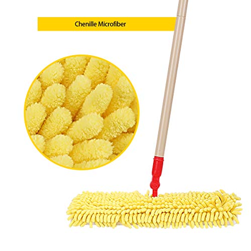 CLEANHOME Microfiber Flip Mop for Tile Floor with 2 Washable Mop Pads-Professional Hardwood Floor Dust Mop-360 Dry and Wet Cleaning Mopping,Yellow