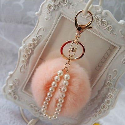 DecorHolic Faux Rabbit Fur Ball Pom Pom Pendant Car Keychain Handbag Key Ring #15