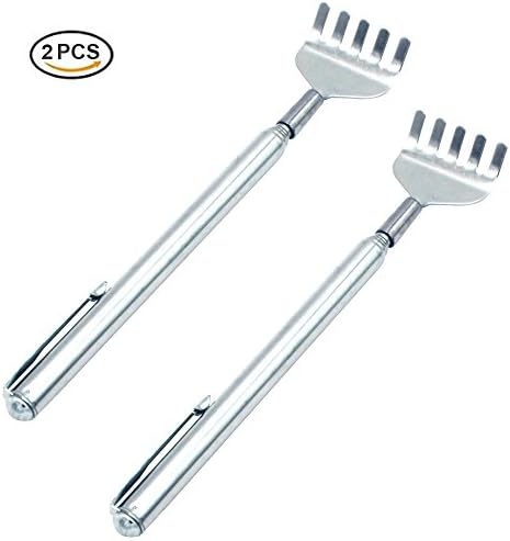Pocket Self Massager - MEIWO 2 Pack Extendable Hand held Stainless Steel Scratching Tool, For Those Difficult To Reach Itches