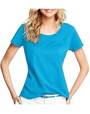 Women's Short Sleeve Scoop Neck Fusionsoft Tee, Small, Turquoise