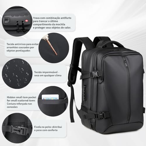 Mochila a Vacuo, Mochila Expansível a Vácuo de 35 Litros com Compressão Selada para Viagens, Mochila Vacuo,