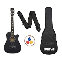 Breve BRE-38C-NT Acoustic Guitar with Bag (Black)