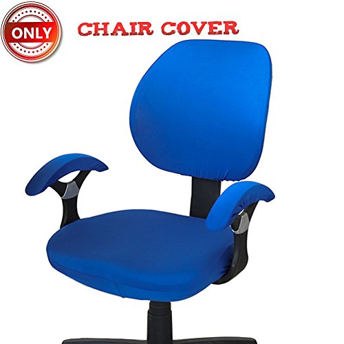 A.B Crew Computer Office Chair Cover Pure Color Universal Chair Cover Stretch Rotating Chair Cover (Blue With Chair Arm Cover)