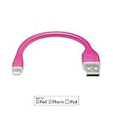 dCables Apple Certified Bendy & Durable Short (7 inch) USB Cable for iPhone 6, 6 Plus, 5, 5c, 5s, iPad 4, iPad Air, Mini, iPod Touch 5, Nano 7 - Bendy Charger Cable for Lightning Port to USB - Pink