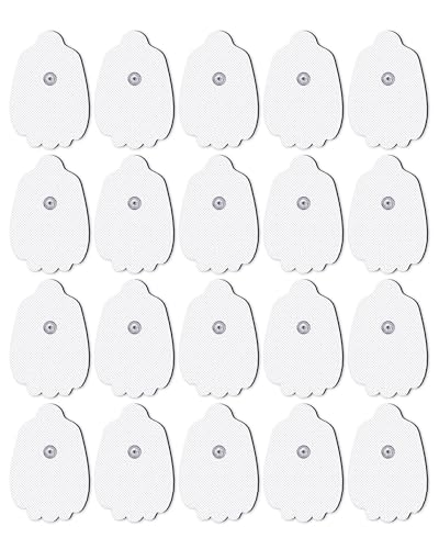20-Pack TENS Unit Replacement Pads, Long-Lasting Snap Electrodes for 100 Times of Use per Pad, AVCOO Latex-Free TENS Pads Set Compatible with TENS EMS