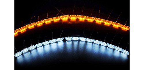 iJDMTOY (2) White/Amber Switchback LED Strip Lighting For Headlight Retrofit w/ Sequential Turn Signal Feature