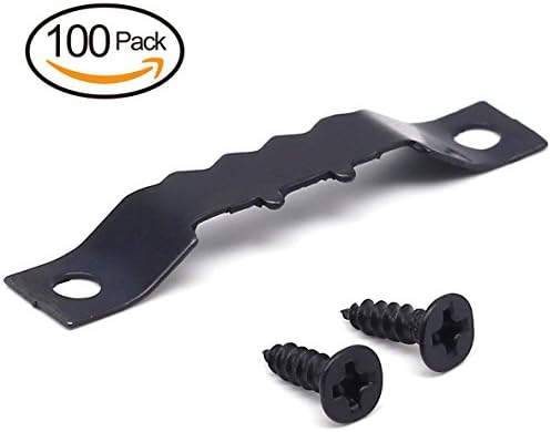 Jetovo 100 Pcs Sawtooth Picture Frame Hanging Hangers Double Hole with 200 Pcs Screws - 1 3/4 Inch - Black
