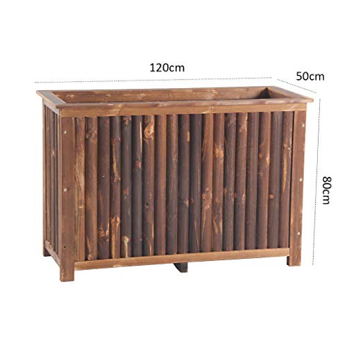 Fensterkasten Blumenkasten aus Holz Blumentopf aus Holz Blumentrog Außen Rechteck Karbonisierung Antiseptische… – Bild 3