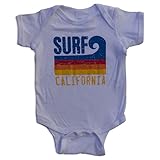 Sol Baby Surf California Stripe Wave White Onesie