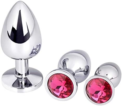 VBN Set of 3 T-bar Base - Metal Alloy Toys for Role Play Games - Jeweled Stimulator for Men and Women - 3 pcs Beginners Silicon Anales Set - Best Idea for Gift - Purple Gem