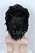 Linfairy Short Straight Wig Halloween Cosplay Slicked Back Costume Black Wig with Purple