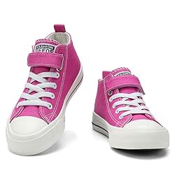 Fefoe Pink Sneakers for Girls Kids Canvas Running