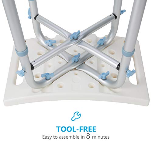 OasisSpace Heavy Duty Shower Chair 500lb, Padded Bath Seat with Height