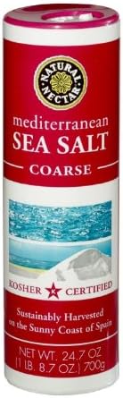 Natural Nectar Mediterranean Sea Salt, Coarse, 24.7-Ounce Canisters (Pack of 12)
