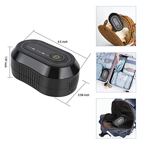 Denshine Black Mini CPAP Cleaner, Portable CPAP Cleaner and Sanitizer Includes Sanitizing Bag, CPAP Cleaner Disinfector for Masks, Cushion, 22mm Diameter of Tubing and Household Sterilization Cleaning