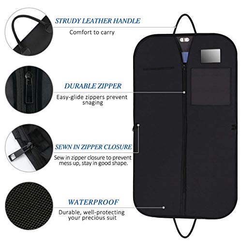 Buruis Travel Garment Bag with Large Laptop Compartment and 2 Pcs Functional Hangers, Protable Waterproof Suit Bag Carrier Cover for Trip, Business and Clothes Storage (Blue Stripe)