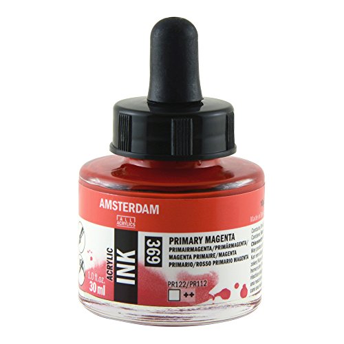 Royal Talens Amsterdam Acrylic Ink, 30ml Bottle with Dropper, Primary Magenta (17203690)