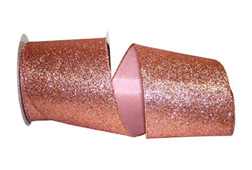 Reliant Ribbon 93073W-699-10F Gala Glimmer 2 Wired Edge Ribbon, 4 Inch X 10 Yards, Rose Gold - //medicalbooks.filipinodoctors.org
