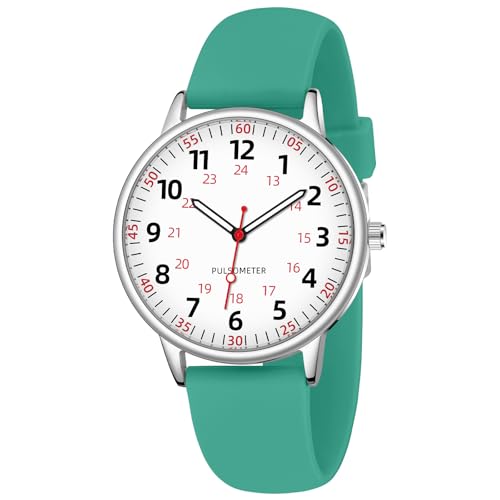 TWOPTION Nurse Watch for Women Waterproof Analog Silicone Watch with Second Hand Nursing Watch