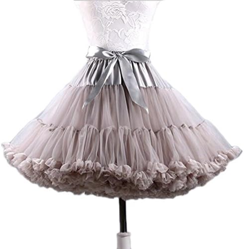 SoAyle Women's Ballet Skirt Solid Color Party Dance Tutu Pettiskirts (grey)