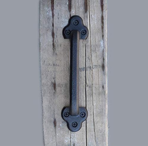 Black Iron Barn Door Handle Set - Rustic 9 Inch Pulls for Doors, Gates, and Fences