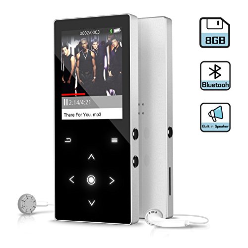 8GB MP3 Music Player with Bluetooth 4.0, 2018 Upgraded Dansrue Portable Digital Music Audio Player with FM Radio/Speaker, HD Sound Quality Earphones, Metal Shell Touch buttons (Expandable Up to 64GB)