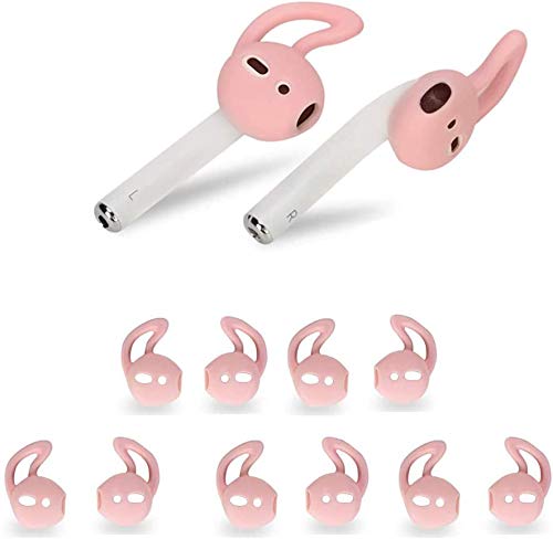 OneCut 5 Pairs Silicone Ear Tips Compatible for AirPods 1&2, Anti-Drop Ear Hook Gel Headphones Earphones Accessories (Pink)