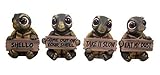 Set of 4 Turtle Home Decor Statues with Decorative Signs, 3 1/4 Inch