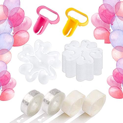 Sleipmon Balloon Decorating Strip Kit for Arch Garland Streamer，32Ft Balloon Tape Strip，2pcs Balloon Tying Tool,200 Dot Glue,20 Flower Clip for Party Wedding Birthday Xmas Baby Shower Anniversary DIY