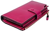 YALUXE Women's RFID Blocking Large Capacity Luxury Wax Genuine Leather Clutch Wallet Multi Card Organizer
