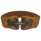 uxcell Lady Faux Leather Floral Interlock Buckle Elastic Waist Cinch Belt