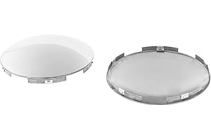 CHDT66 Semi Truck Hub Cap Cover - 5 Even Notched - for Front Wheel Universal Fit - 2 Pc Pack, Lip: 7/16" with pre-Installed Clips (Dome Top, Stainless Steel)