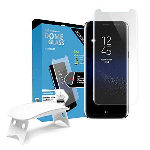 Whitestone Dome glass, screen protector, [Full clear], [Full Cover], [Full Touch], [Full Fix], 3D glass, Edge to Edge (For Galaxy S8+)