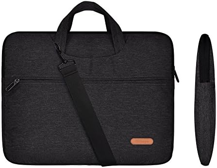 Laptop Briefcase Shoulder Bag 17 inch(Not Fade) Multi-Functional Messenger Portable Carrying Case Sleeve Cover with Strap for Ultrabook Macbook Pro Air Chromebook Notebook Tablet(Black) by Hihopo