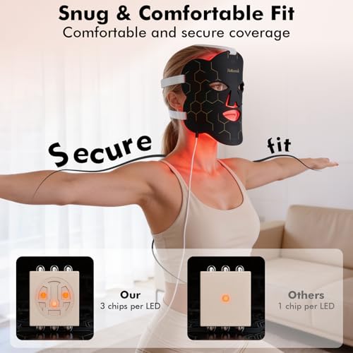 Near-Infrared Light for Face, Portable LED Face mask with Power Bank, Red Light Lamp with Timing Function at Home