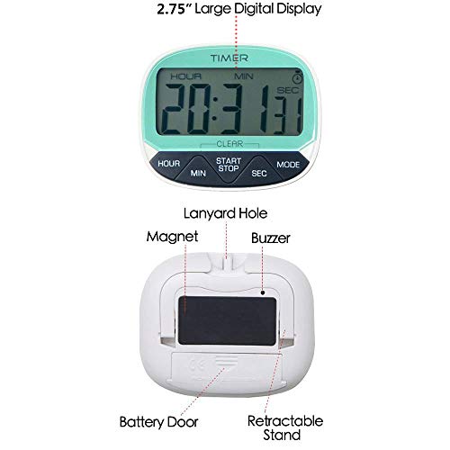CJHFAMILY Indoor 24-Hour Digital Electronic Kitchen Home Cook Classroom Countdown and Count Up Timer/Clock with Magnet - Thumbnail 4