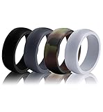 Silicone Wedding Ring for Men (Pack of 4) - Sturdily Constructed, Comfortable, Light-Weight Design – Hypoallergenic and Antibacterial Silicone Wedding Band for Active Men, Athletes by Utopia Fitness