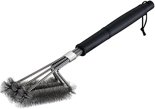 Cezarro Grill Brush Scraper 18'' | Stainless Steel Barbecue Cleaning Brush with Woven Wire Bristles And Soft Handle for All Types of Grills.